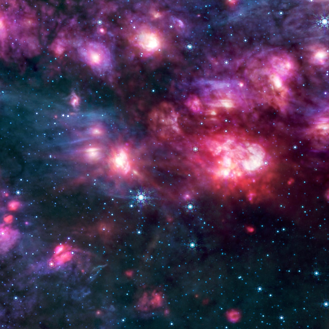 Colorful nebula with stars in space. Sagittarius B2.