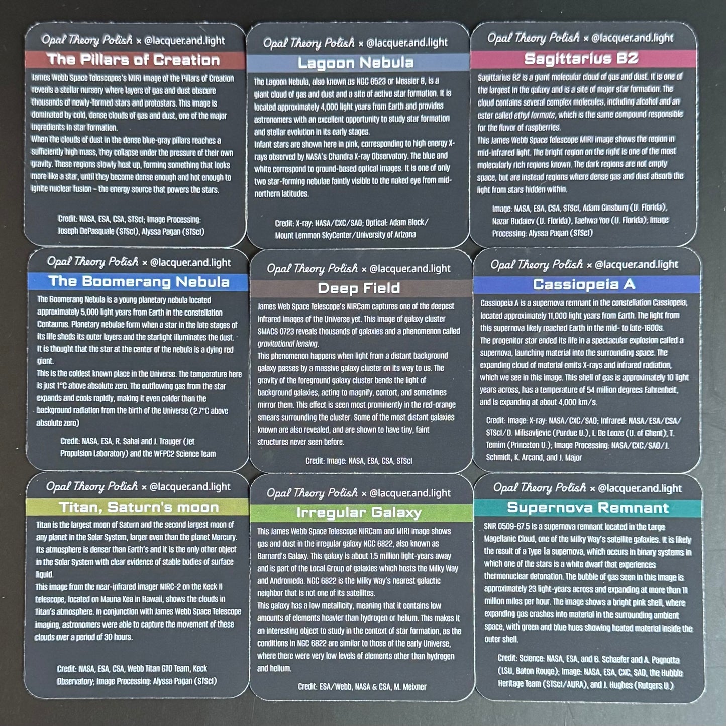 Starcrossed Info Cards